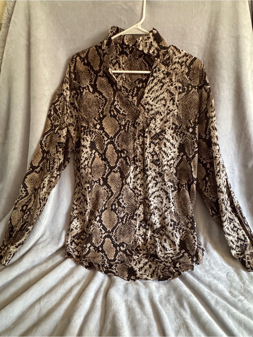 entro Brown Snake Print Button-Down Blouse